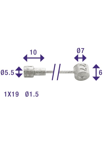 Bremszug Innen Elvedes 2350mm Edelstahl Slick ø1,5mm V-Nippel und T-Nippel (auf Karte)