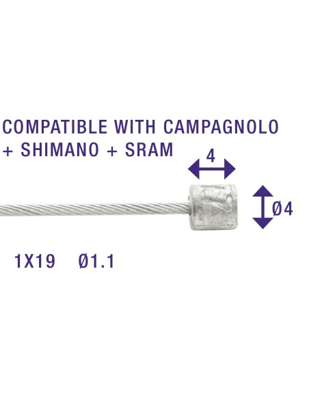 Schaltzug Innen Elvedes 2250mm Nirosta Slick ø1,1mm N-nippel (blister) - Silber