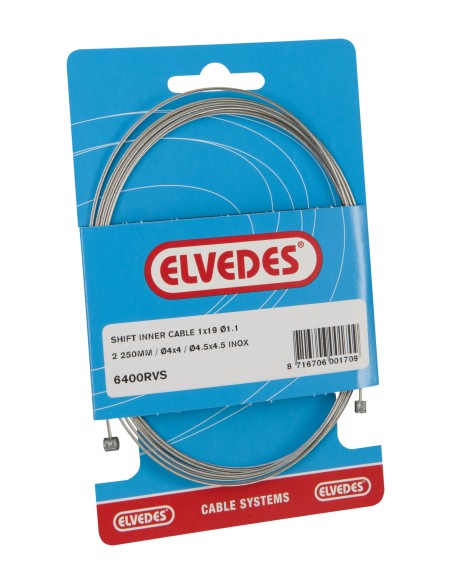 Schaltzug innen Elvedes 2250mm Nirosta ø1,1mm Shimano / Huret N-nippel und T-nippel (blister) - Silber