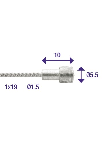 Bremszug Innen Elvedes 2000mm Edelstahl ø1,5mm V-Nippel (100 Stück)