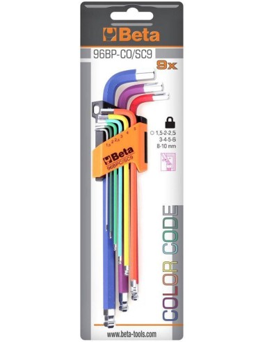 Sechskant Stiftschlüsselsatz Gebogen mit Kugelförmigem Kopf 9 teilig