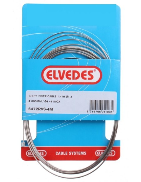 Schaltzug innen Elvedes 4000mm Nirosta ø1,1mm Shimano / SRAM N-nippel (blister) - Silber