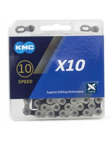 Kette 10 fach KMC X10 1/2" x 11/128" - Silber/Schwarz