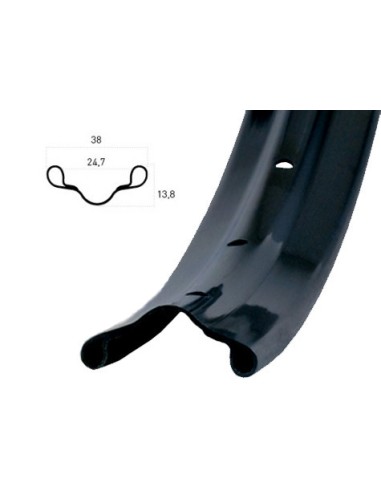 Felge Ryde Westwood V38 622 x 24C Aluminium 36 Löcher 14G - Schwarz