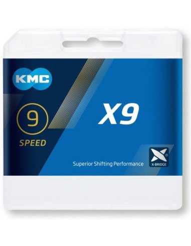 Kette 9 fach KMC X9  114 Glieder - Grau