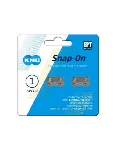 Verschlussglied KMC single speed Snap-On 1/2x1/8" Wide EPT - Silber (2 Stück)