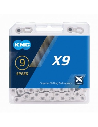 Kette 9 fach KMC X9  114 Glieder - Silber / grau