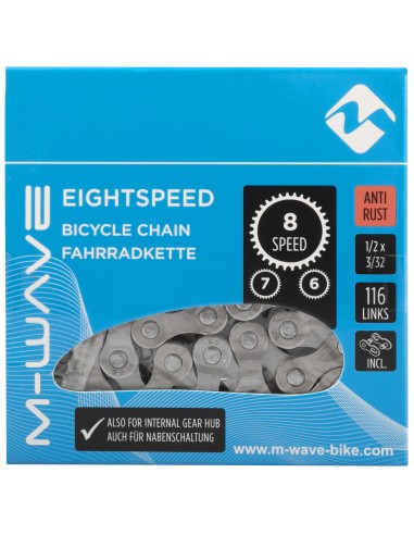 Kette 8 fach M-Wave 1/2 x 3/32"   116 Glieder   rostfrei mit Verschlussglied