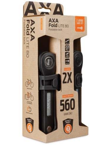 Faltschloß Axa Fold 80 Lite Duo Pack mit gleichschließenden Schlüsseln - Schwarz