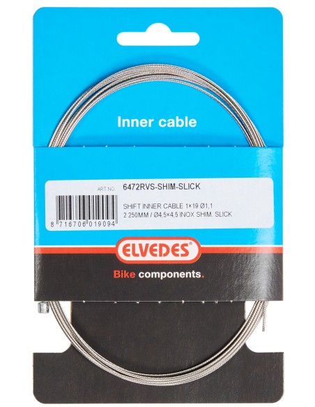 Schaltzug Innen Elvedes 2250 mm 7×7-Stränge Edelstahl Slick ø1,1 mm mit N-Nippel ø4×4 mm (Karton mit 50 Stück) - Silber