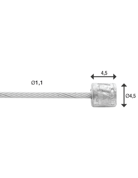 Schaltzug Innen Elvedes 2250 mm 7×7-Stränge Edelstahl Slick ø1,1 mm mit N-Nippel ø4×4 mm (Karton mit 50 Stück) - Silber