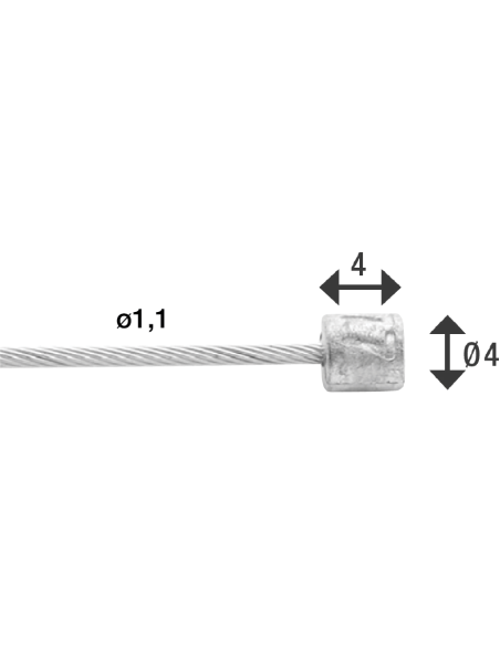 Schaltzug Innen Elvedes 2250 mm 7 x 7 Stränge Edelstahl ø1,1 mm mit N-Nippel ø4 x 4 mm (Karton mit 100 Stück) - Silber