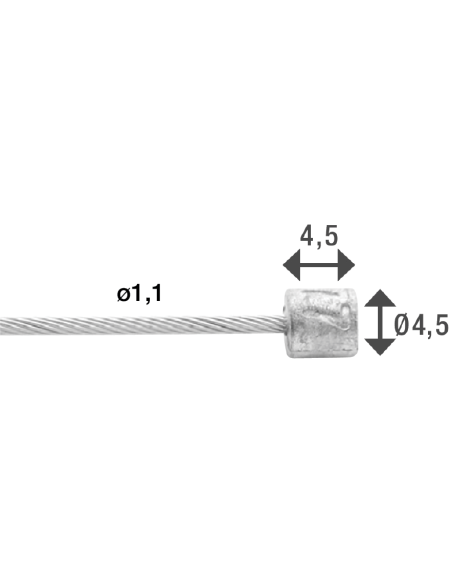 Schaltzug Innen Elvedes 2250 mm 31 Stränge Edelstahl Slick ø1,1 mm N-Nippel ø4,5×4,5 mm (Karton mit 50 Stück) - Silber