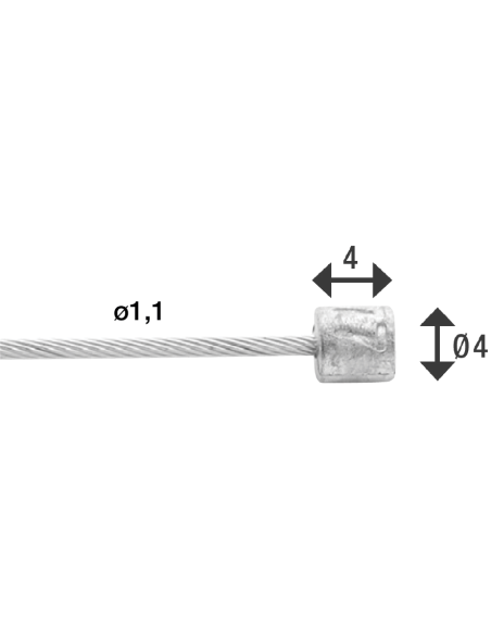 Schaltzug Innen Elvedes 2250 mm 7 x 7 Stränge Edelstahl ø1,1 mm mit N-Nippel ø4,5 × 4,5 (Karton mit 50 Stück) - Silber