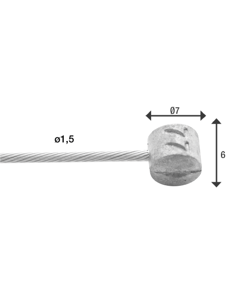 Bremszug Innen Elvedes 2.000 mm 1×19 Stränge - Galvanisiert ø1,5mm mit T-Nippel ø7 × 6mm