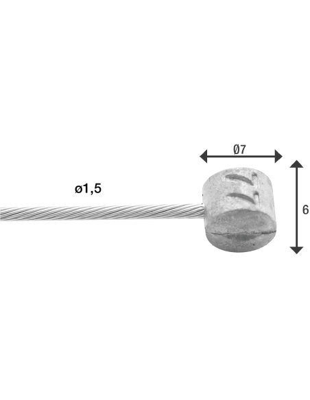Bremsinnenzuq Elvedes 3000 mm 1 ×19 Stränge Edelstahl ø1,5 mm mit T-Nippel ø7 × 6 mm