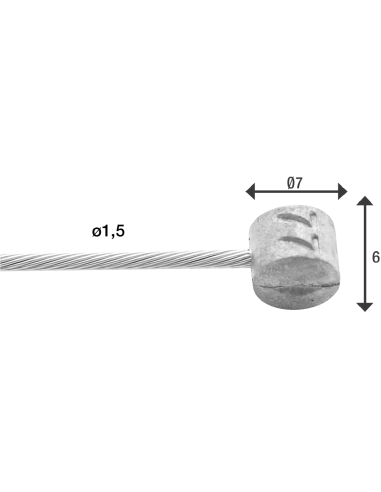 Bremszug Innen Elvedes 2.000 mm 1×19 Stränge -  Edelstahl ø1,5mm mit T-Nippel ø7 × 6mm