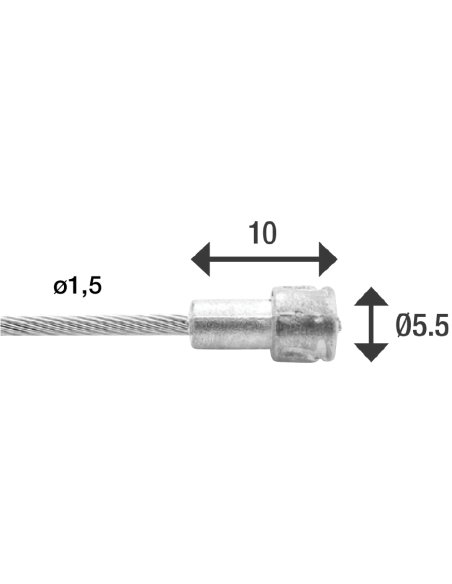 Bremszug Innen Elvedes 2.000 mm 1×19 Stränge Edelstahl ø1,5 mm mit V-Nippel ø5,5 × 10