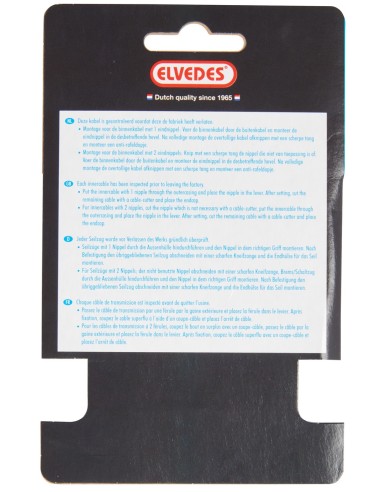 Schaltzug Innen Elvedes 2250 mm 1 x 19 Stränge Galvanisiert ø1,25 mit N-Nippel ø4×4 mm und T-Nippel ø5×3 mm (pro Stück) - Silber