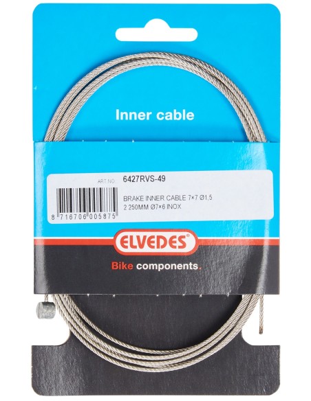 Bremszug Innen Elvedes 2250 mm 7×7 Stränge Edelstahl ø1,5 mm mit T-Nippel ø7 × 6 mm