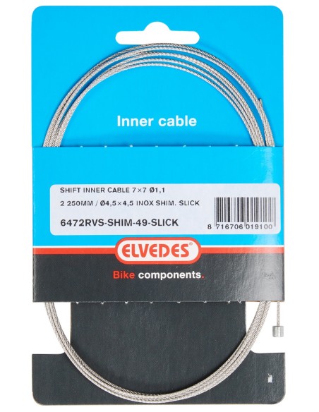 Schaltzug Innen Elvedes 2250 mm 7 × 7 Stränge Edelstahl ø1,1 mm mit N-Nippel ø4,5 × 4,5 - Silber