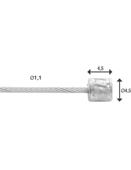 Schaltzug Innen Elvedes 2250 mm 7 × 7 Stränge Edelstahl ø1,1 mm mit N-Nippel ø4,5 × 4,5 - Silber
