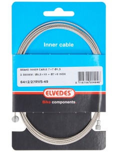 Bremszug Innen  Elvedes 2250 mm 7×7 Stränge Edelstahl ø1,5 mm mit V-Nippel ø5,5 × 10 und T-Nippel ø7 × 6 mm