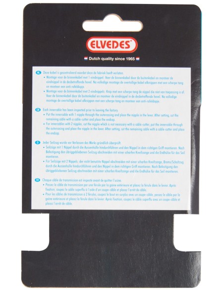 Bremszug Innen  Elvedes 2250 mm 7×7 Stränge Edelstahl ø1,5 mm mit V-Nippel ø5,5 × 10 und T-Nippel ø7 × 6 mm