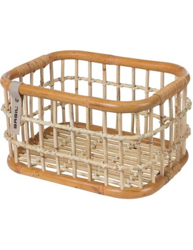 Rattan Fahrradkorb für vorne Basil Green Life M 18 Liter 39 x 29 x 22 cm -  Natur Braun