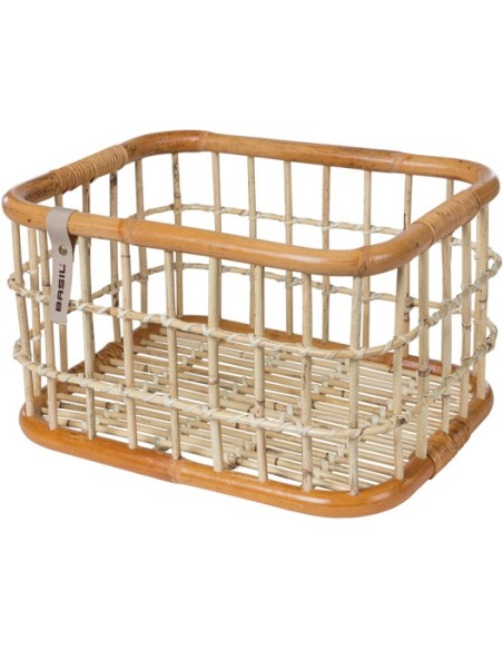 Rattan Fahrradkorb für vorne Basil Green Life Large 30 Liter 46 x 35 x 28 cm - Natur Braun