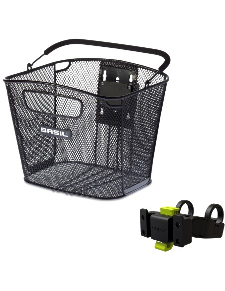 Fahrradkorb für vorne Basil Bold Front KF 28 x 34 x 27 cm - Schwarz (mit KF Handlebar Holder)