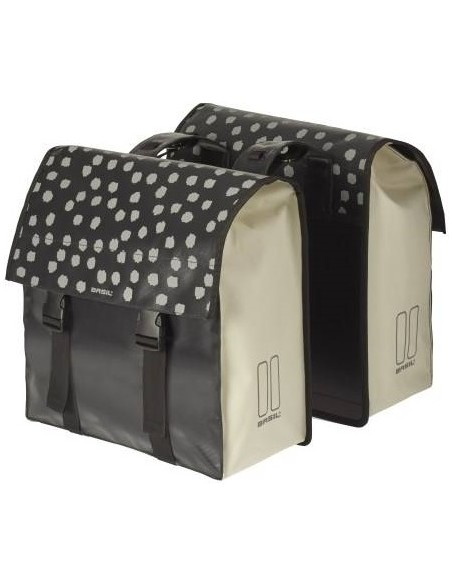 Doppelpacktasche Basil Urban Load 48-53 Liter 41 x 18 x 46 cm - Schwarz mit reflektierenden Punkten