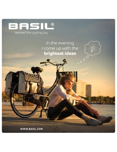 Doppelpacktasche Basil Urban Load 48-53 Liter 41 x 18 x 46 cm - Schwarz mit reflektierenden Punkten