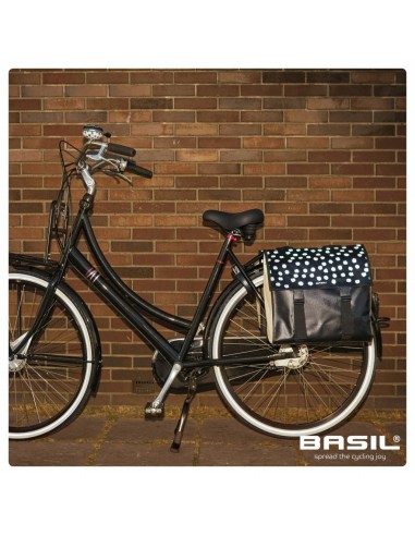 Doppelpacktasche Basil Urban Load 48-53 Liter 41 x 18 x 46 cm - Schwarz mit reflektierenden Punkten