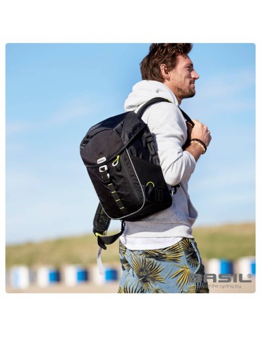 Schultertasche Basil Miles Daypack 16 Liter 33 x 17 x 41 cm - Schwarz/Lime