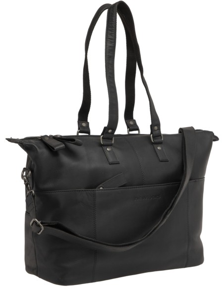 Fahrradtasche New Looxs Verla 21 Liter 34 x 18 x 44cm - aus Luxusleder - Schwarz