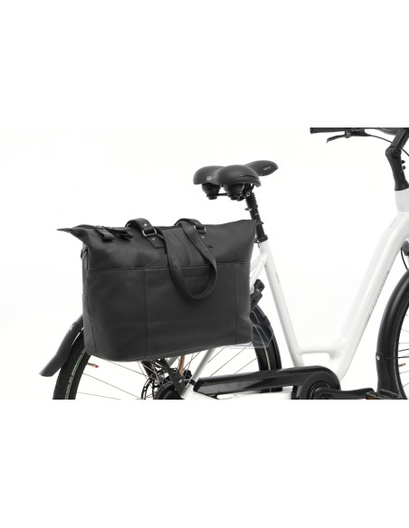 Fahrradtasche New Looxs Verla 21 Liter 34 x 18 x 44cm - aus Luxusleder - Schwarz