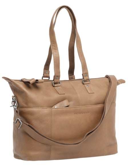 Fahrradtasche New Looxs Verla 21 Liter 40 x 11 x 31 cm - aus Luxusleder - Cognac