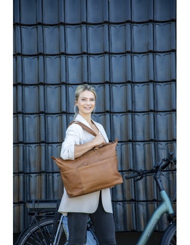 Fahrradtasche New Looxs Verla 21 Liter 40 x 11 x 31 cm - aus Luxusleder - Cognac