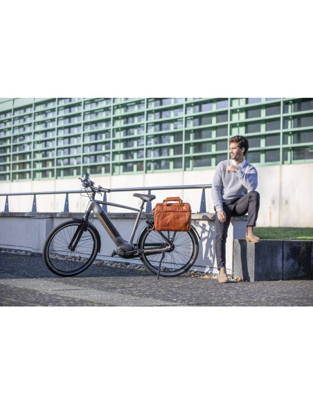 Fahrradtasche New Looxs Cali 17 Liter 40 x 15 x 31 cm - aus Luxusleder - Cognac