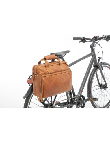 Fahrradtasche New Looxs Cali 17 Liter 40 x 15 x 31 cm - aus Luxusleder - Cognac