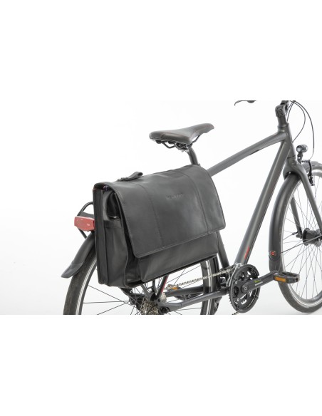 Fahrradtasche New Looxs Fellini 18 Liter 40 x 15 x 32 cm - aus Luxusleder - Schwarz