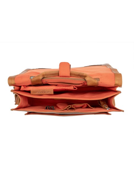 Fahrradtasche New Looxs Fellini 18 Liter 40 x 15 x 32 cm aus Luxusleder - Cognac