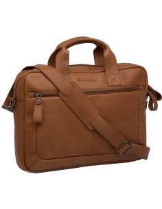 Laptoptasche New Looxs Luko 7,5 Liter - 42 x 6 x 30 cm - aus Luxusleder - Cognac