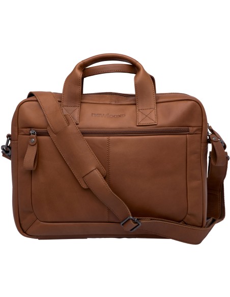 Laptoptasche New Looxs Luko 7,5 Liter - 42 x 6 x 30 cm - aus Luxusleder - Cognac