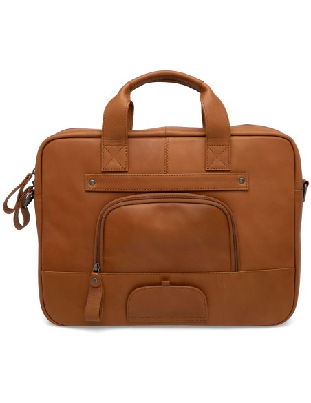 Laptoptasche New Looxs Luko 7,5 Liter - 42 x 6 x 30 cm - aus Luxusleder - Cognac