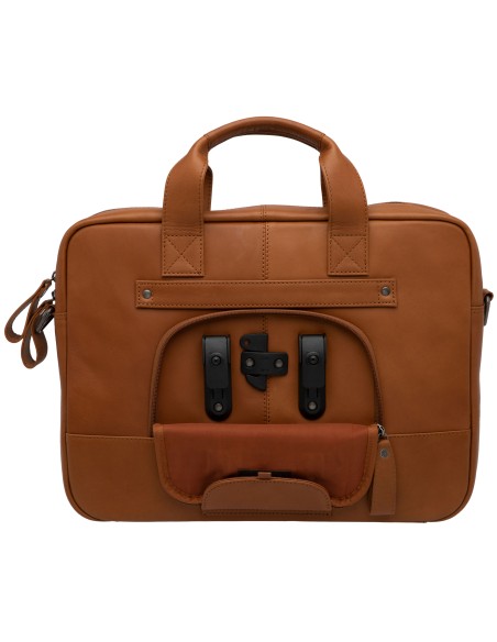 Laptoptasche New Looxs Luko 7,5 Liter - 42 x 6 x 30 cm - aus Luxusleder - Cognac