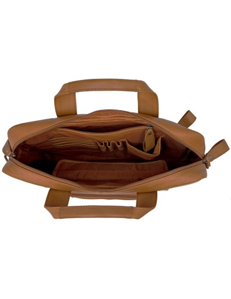 Laptoptasche New Looxs Luko 7,5 Liter - 42 x 6 x 30 cm - aus Luxusleder - Cognac