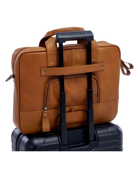 Laptoptasche New Looxs Luko 7,5 Liter - 42 x 6 x 30 cm - aus Luxusleder - Cognac