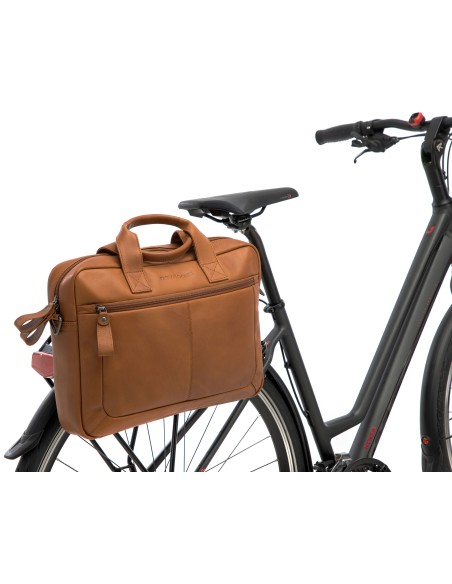 Laptoptasche New Looxs Luko 7,5 Liter - 42 x 6 x 30 cm - aus Luxusleder - Cognac